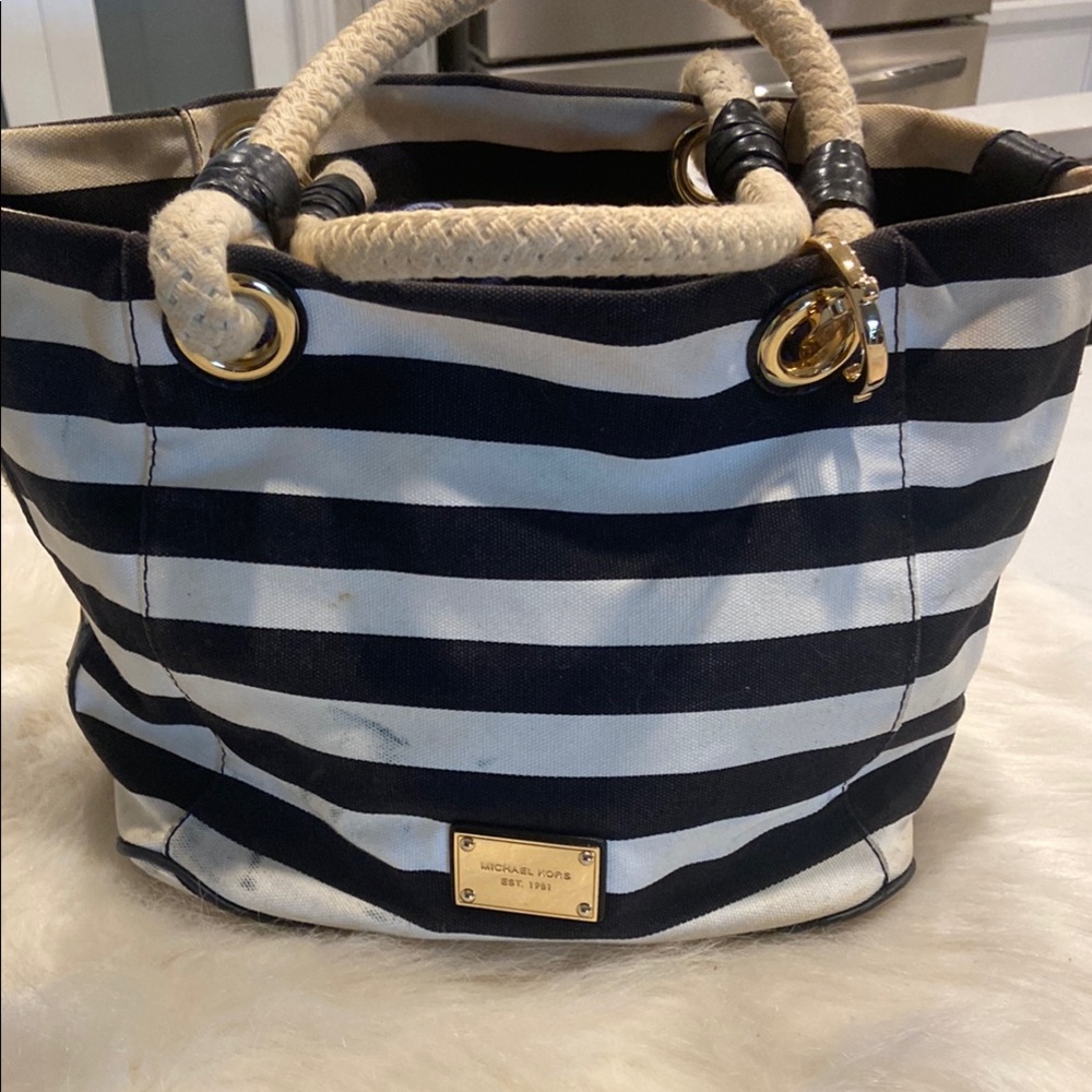 Michael Kors Blue and White Nautical Tote